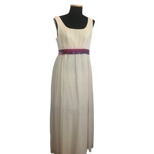 Vintage 1960’s custom made quality high waisted gown maxi dress pink sash